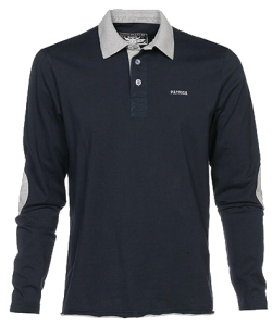 PATRICK PHOENIXM1C - Polo Long Sleeves For Men in Navy and Cotton Jersey Enzyme Washed Several Sizes