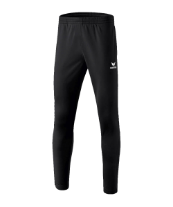 ERIMA 3100706 - Pantalon Entraînement Polyester Noir avec Empiècements aux Mollets Homme Enfants Plusieurs Tailles Bas Zippé Coupe Étroite Poches Latérales