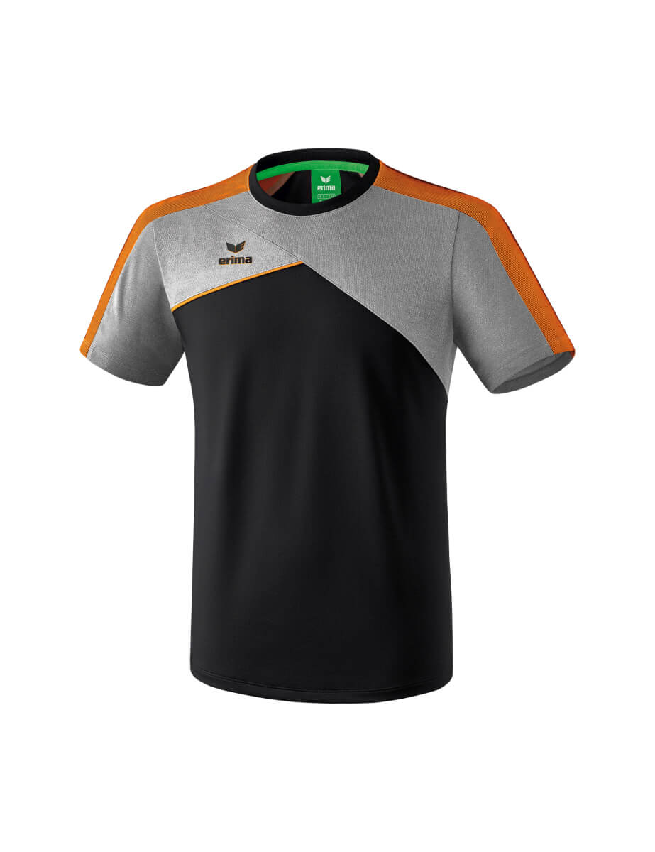 ERIMA 1081807 T-Shirt Premium One 2.0 Noir/Gris Chiné/Orange Fluo