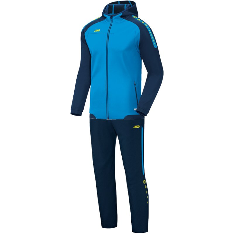 JAKO-M9617W-89 Hooded Leisure Tracksuit Champ Blue/Navy/Fluo Yellow