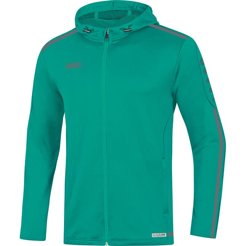 JAKO-6819-24-1 Hooded Jacket Striker 2.0 Turquoise/Anthracite Front