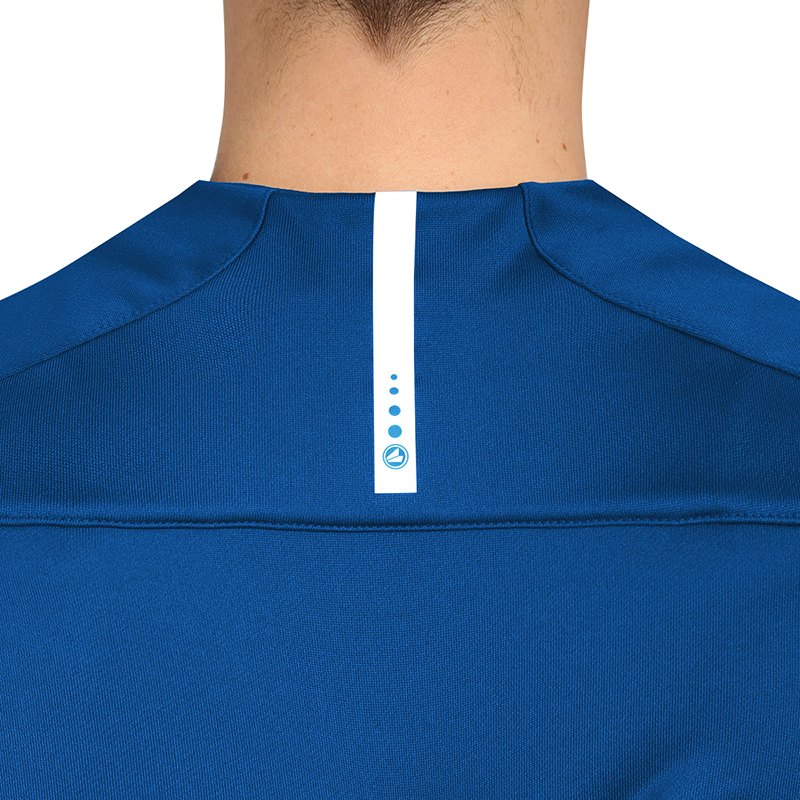 JAKO-8819-04-8 Sweat Striker 2.0 Royal Blue/White Contrasting Tape in The Neck Contrast Stripes
