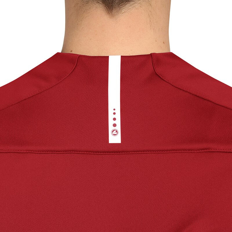 JAKO-8819-11-8 Sweat Striker 2.0 Chili Red/White Contrasting Tape in The Neck Contrast Stripes
