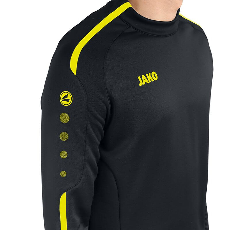 JAKO-8819-33-7 Sweater Striker 2.0 Noir/Jaune Fluo Col Rond