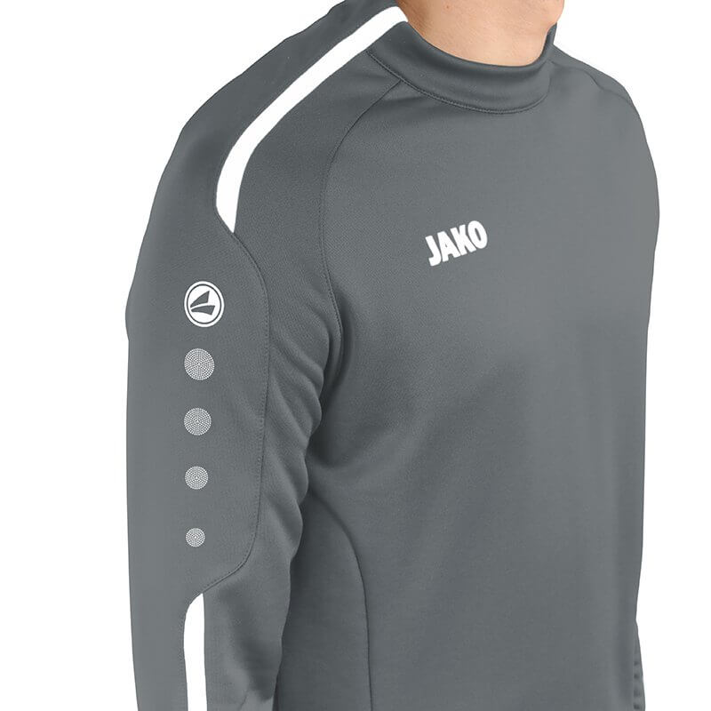 JAKO-8819-40-7 Sweat Striker 2.0 Stone Grey/White Round Collar
