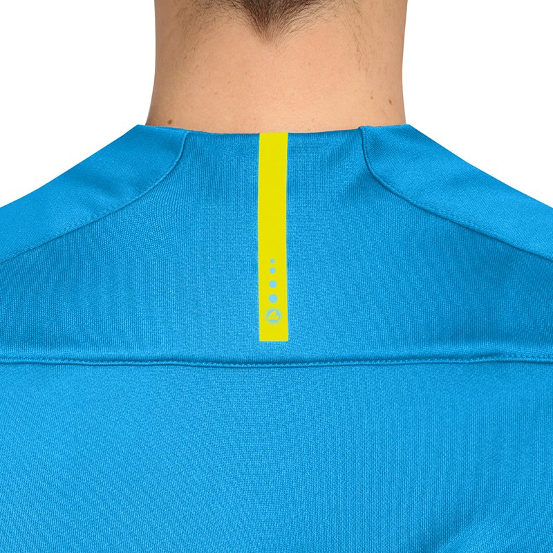 JAKO-8819-89-8 Sweat Striker 2.0 Blue/Fluo Yellow Contrasting Tape in The Neck Contrast Stripes