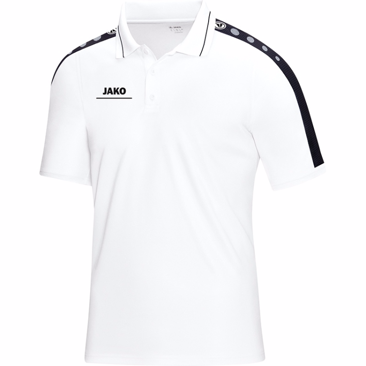 JAKO 6316M-00-1 Polo T-Shirt Striker Blanc/Noir Avant