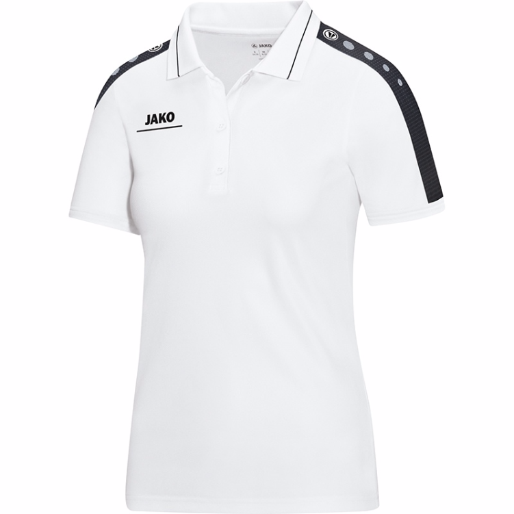 JAKO 6316W-00-1 Polo T-Shirt Striker Blanc/Noir Avant
